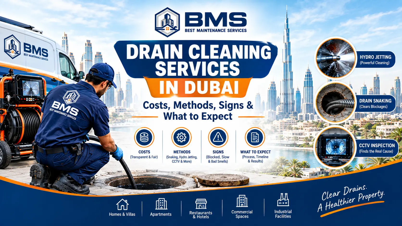 Drain Cleaning Services in Dubai: Costs, Methods, Signs & What to Expect