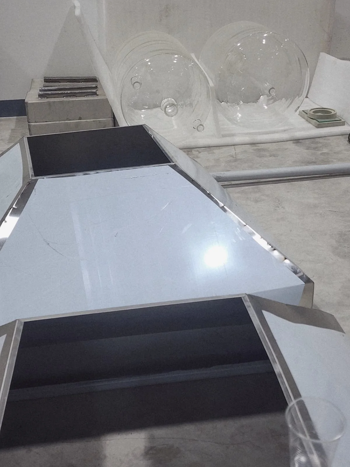 Fabricated stainless duct box detail for commercial kitchen exhaust work